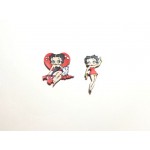 Betty Boop Pins Lot #46 Heart With Pudgy & Waving Designs Two Pieces.